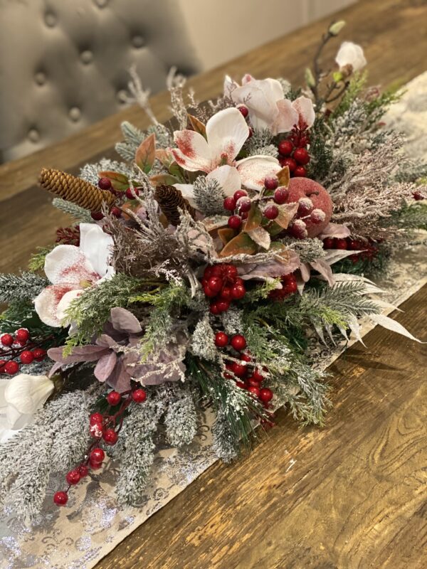 Red Apple and Berries Christmas Table Centrepiece - Image 6