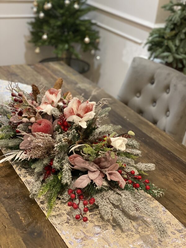 Red Apple and Berries Christmas Table Centrepiece - Image 2