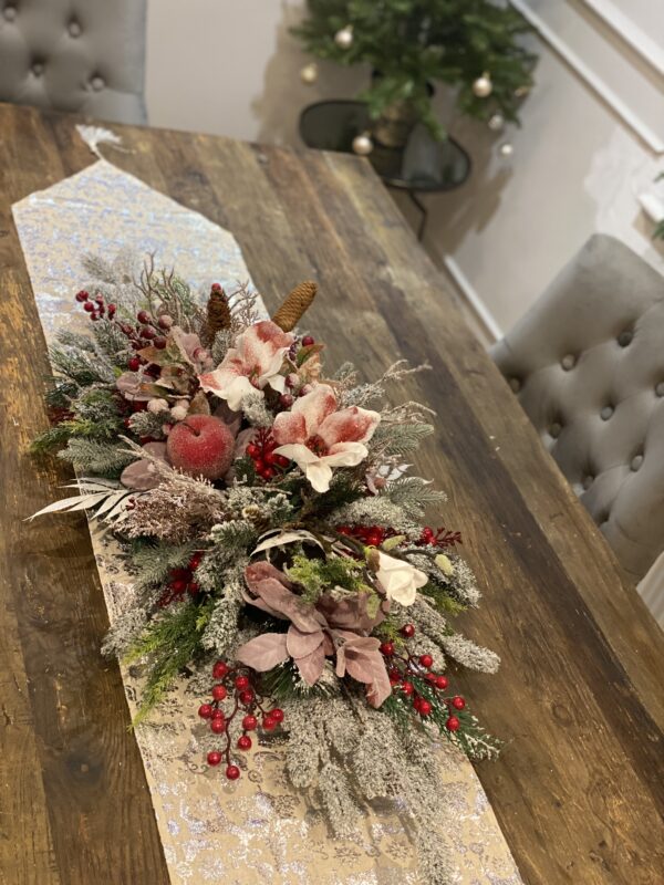 Red Apple and Berries Christmas Table Centrepiece - Image 5