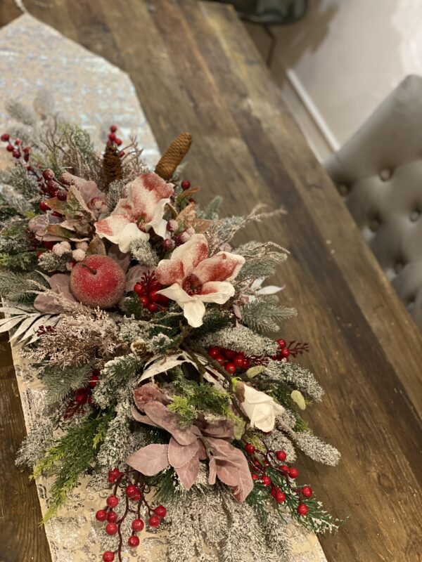 Red Apple and Berries Christmas Table Centrepiece - Image 4