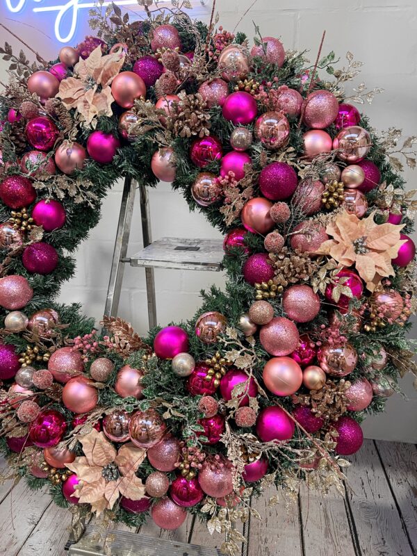 Giant Pink Christmas Wreath