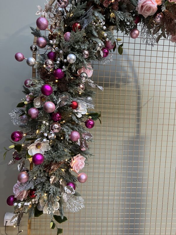 pink Christmas Garland for doorway