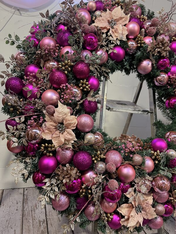 Giant Pink Christmas Wreath - Image 4