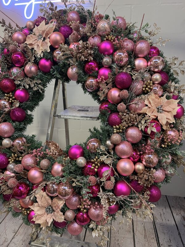 Giant Pink Christmas Wreath - Image 3