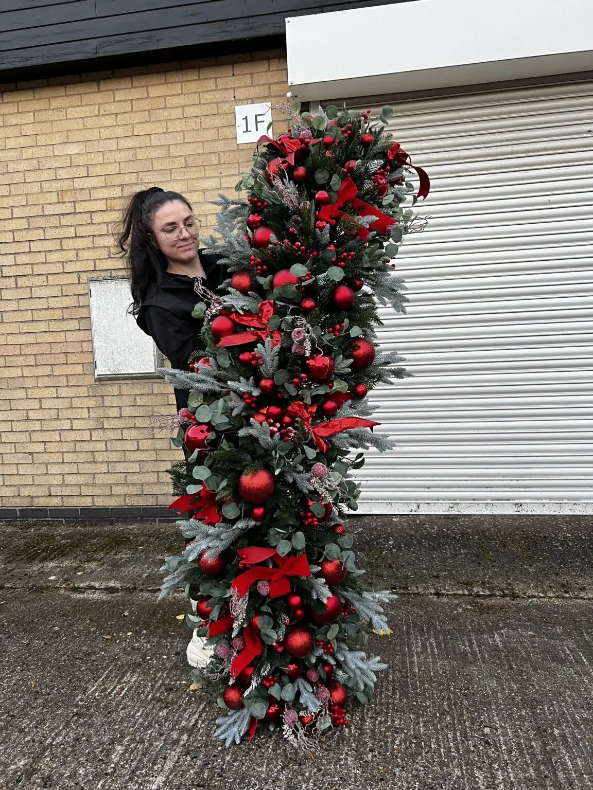 IVY CRUZ Flower Walls, Floral Arrangements | Commercial and Functions Shop Doorway Red Christmas Garland - Image 3