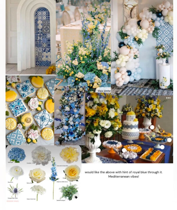 Custom Floral urns in Yellow and Blue