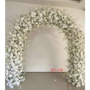 White Floral Round Top Arch