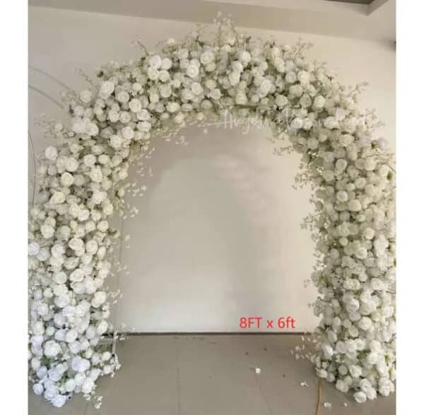 White Floral Round Top Arch