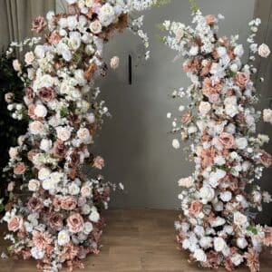 Nude Artificial Floral Pillar Set – Wedding Flower Set Columns