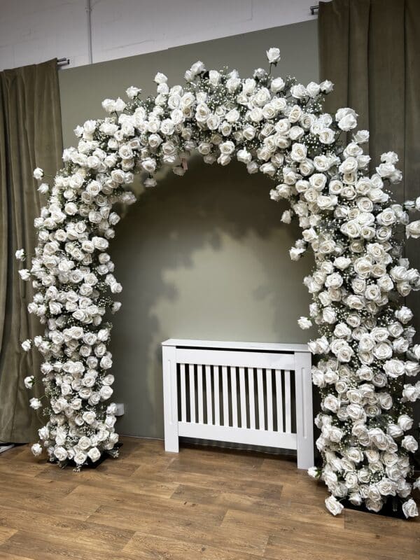 LUXE 3D Flower Arch – Freestanding Silk Floral Display for Weddings & Events