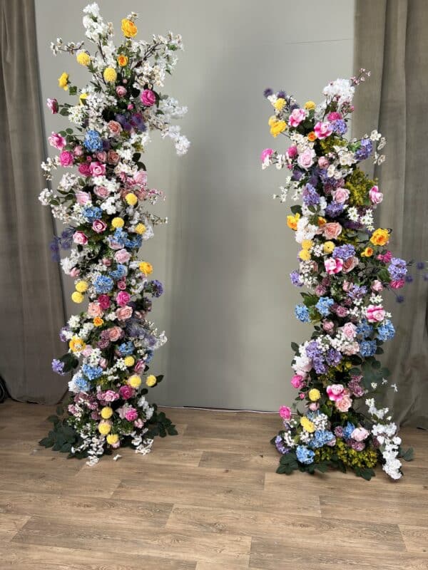 Rainbow Flower Pillars - Colourful Shop Front Pillars