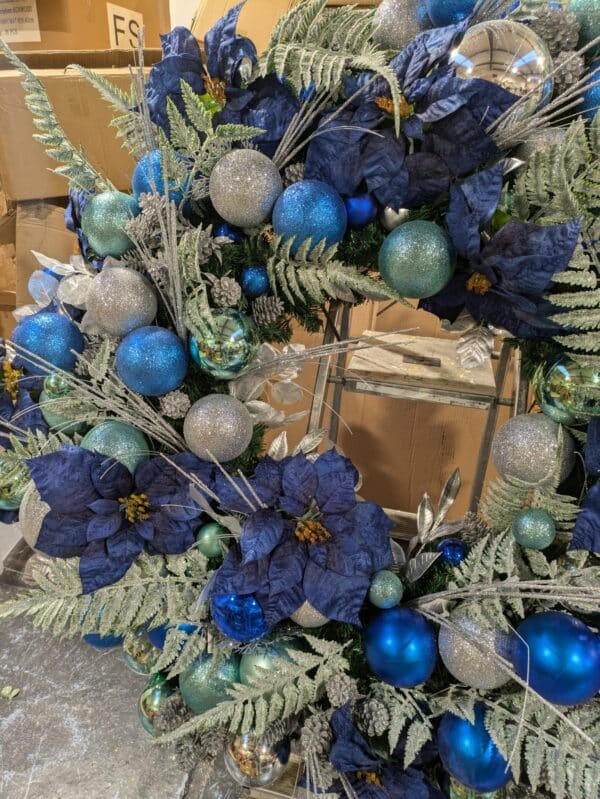 Giant Blue and Silver Christmas Wreath - Garage Door Christmas Wreath - Image 4