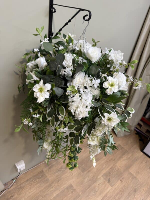 Artificial Flower Hanging Basket - Outdoor Flower Basket for Doorways, Patios & Gardens - Image 5