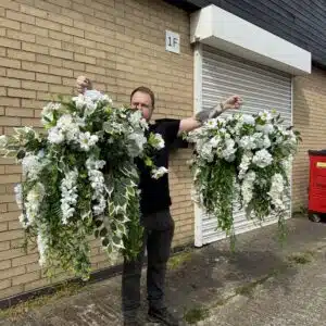 Artificial Flower Hanging Basket - Outdoor Flower Basket for Doorways, Patios & Gardens