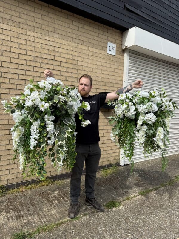 Artificial Flower Hanging Basket - Outdoor Flower Basket for Doorways, Patios & Gardens - Image 2