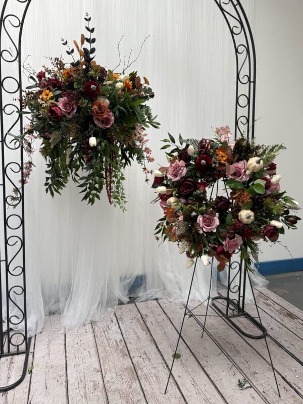 Premium Artificial Hanging Basket & Fall Door Wreath Set - Image 9