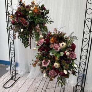 Premium Artificial Hanging Basket & Fall Door Wreath Set