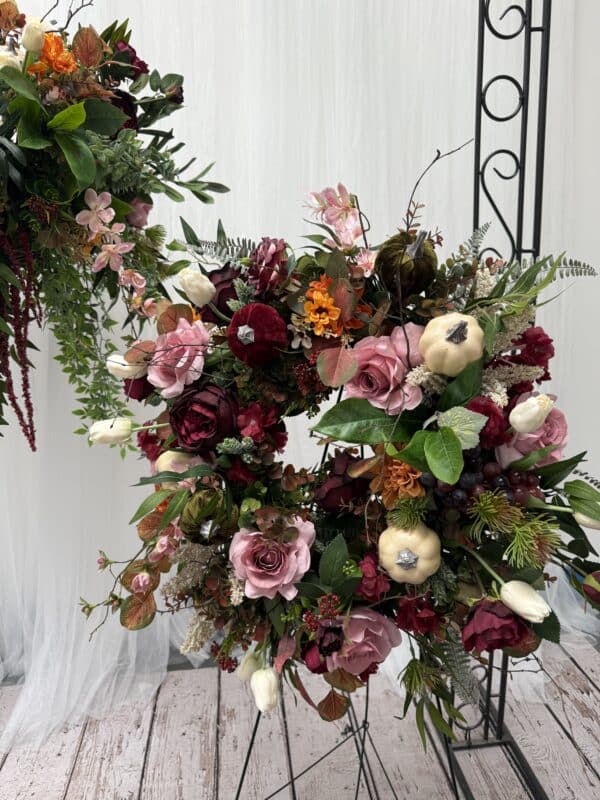 Premium Artificial Hanging Basket & Fall Door Wreath Set - Image 2