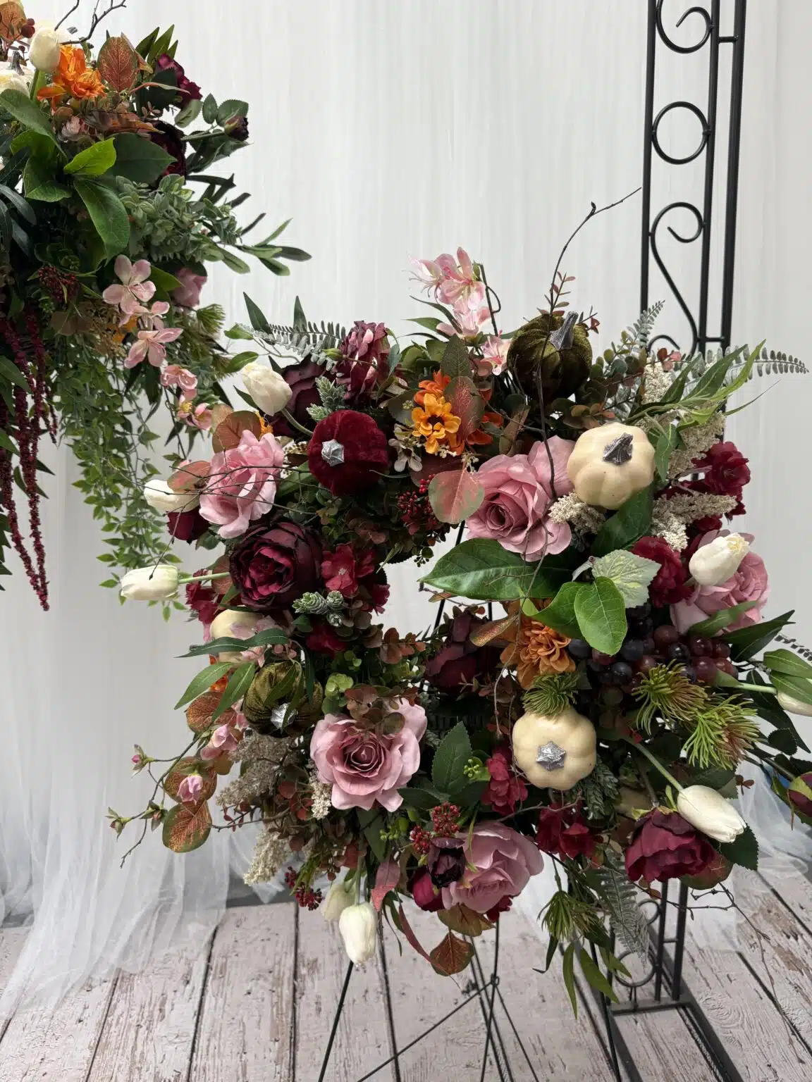IVY CRUZ Flower Walls, Floral Arrangements | Commercial and Functions Premium Artificial Hanging Basket & Fall Door Wreath Set - Image 2