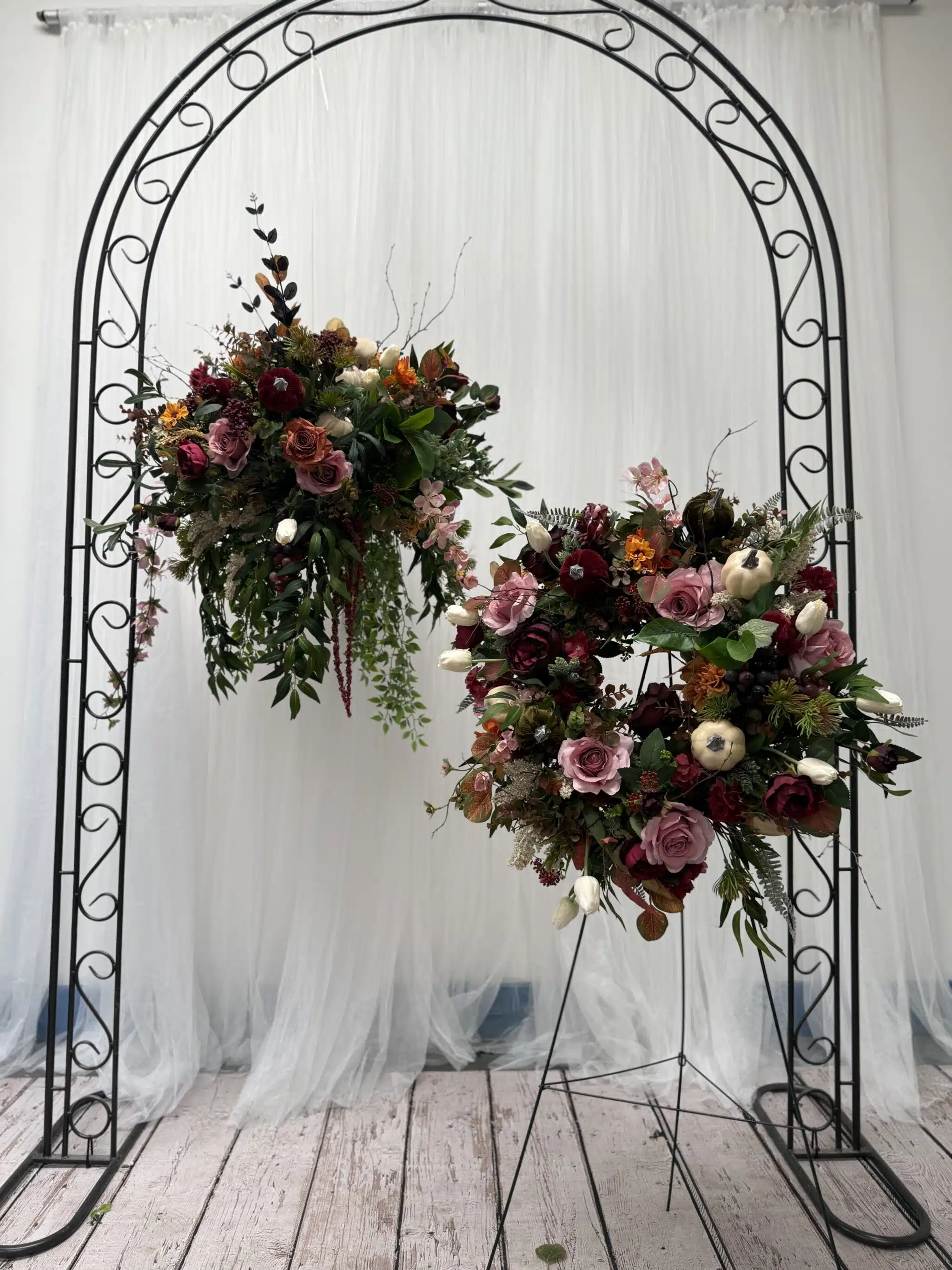 IVY CRUZ Flower Walls, Floral Arrangements | Commercial and Functions Premium Artificial Hanging Basket & Fall Door Wreath Set - Image 7