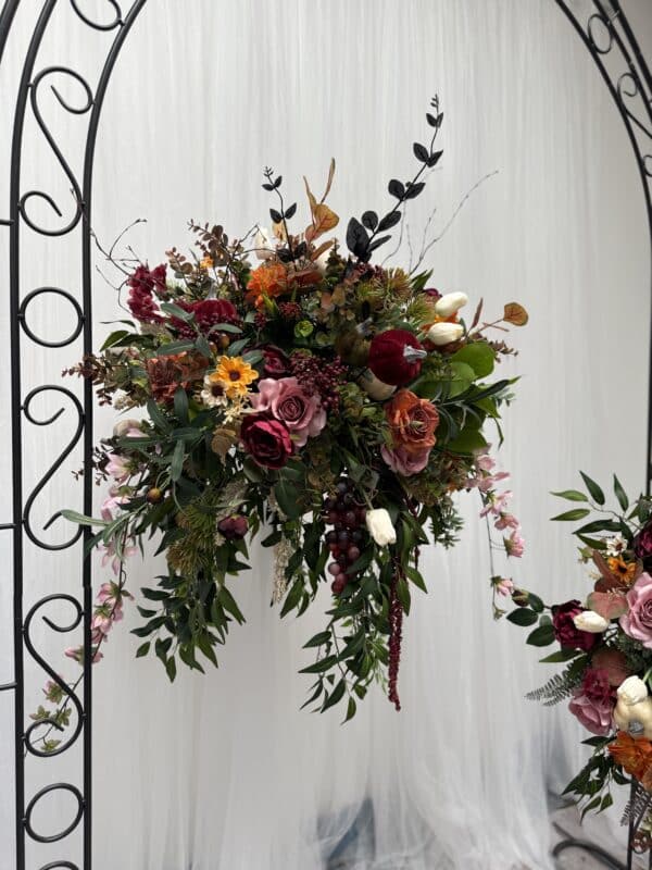 Premium Artificial Hanging Basket & Fall Door Wreath Set - Image 6