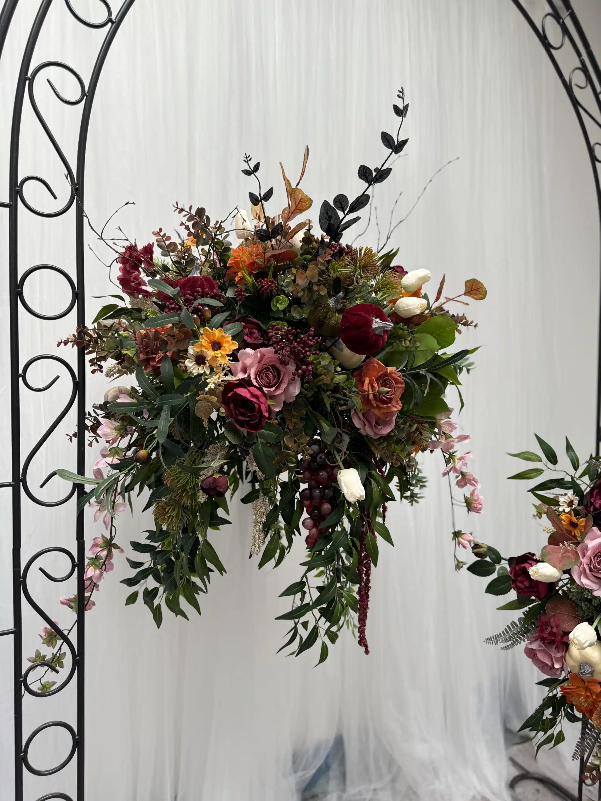 IVY CRUZ Flower Walls, Floral Arrangements | Commercial and Functions Premium Artificial Hanging Basket & Fall Door Wreath Set - Image 6