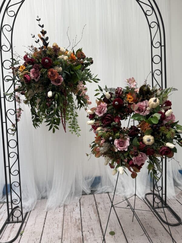 Premium Artificial Hanging Basket & Fall Door Wreath Set - Image 5