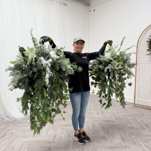 XL Frosty Winter Hanging Artificial Flower Basket