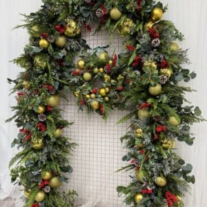 Traditional Gold & Red Christmas Doorway Garland - Restaurant Doorway Decor