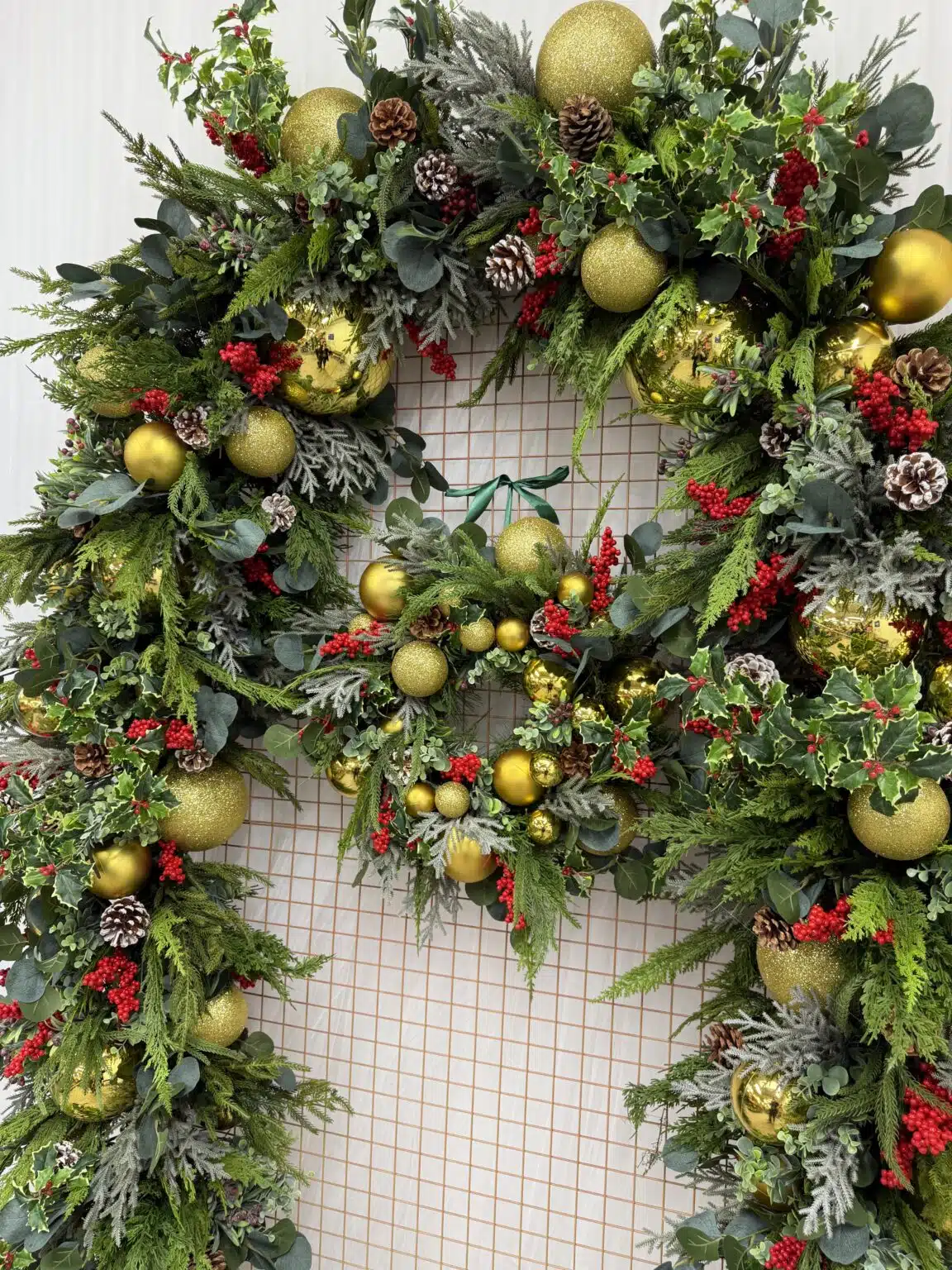 IVY CRUZ Flower Walls, Floral Arrangements | Commercial and Functions Traditional Gold & Red Christmas Doorway Garland - Restaurant Doorway Decor - Image 3