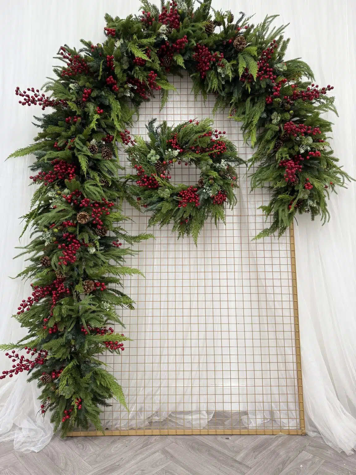 IVY CRUZ Flower Walls, Floral Arrangements | Commercial and Functions Red Berry Christmas Garland & Wreath Set - Image 2