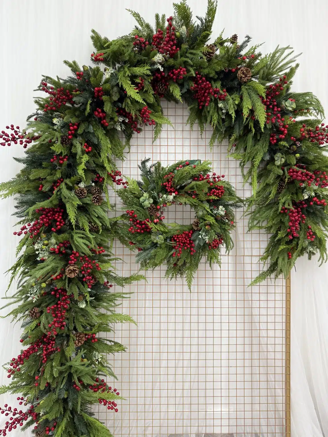 IVY CRUZ Flower Walls, Floral Arrangements | Commercial and Functions Red Berry Christmas Garland & Wreath Set - Image 3