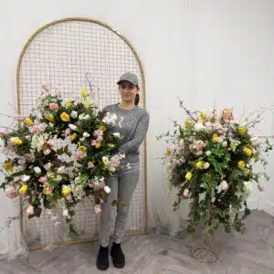Spring Flower Wreath - Easter Flower Wreath and Hanging Basket Set