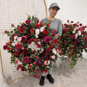XL Red Flower Door Wreath & Coordinating XL Hanging Basket (65–70 cm)