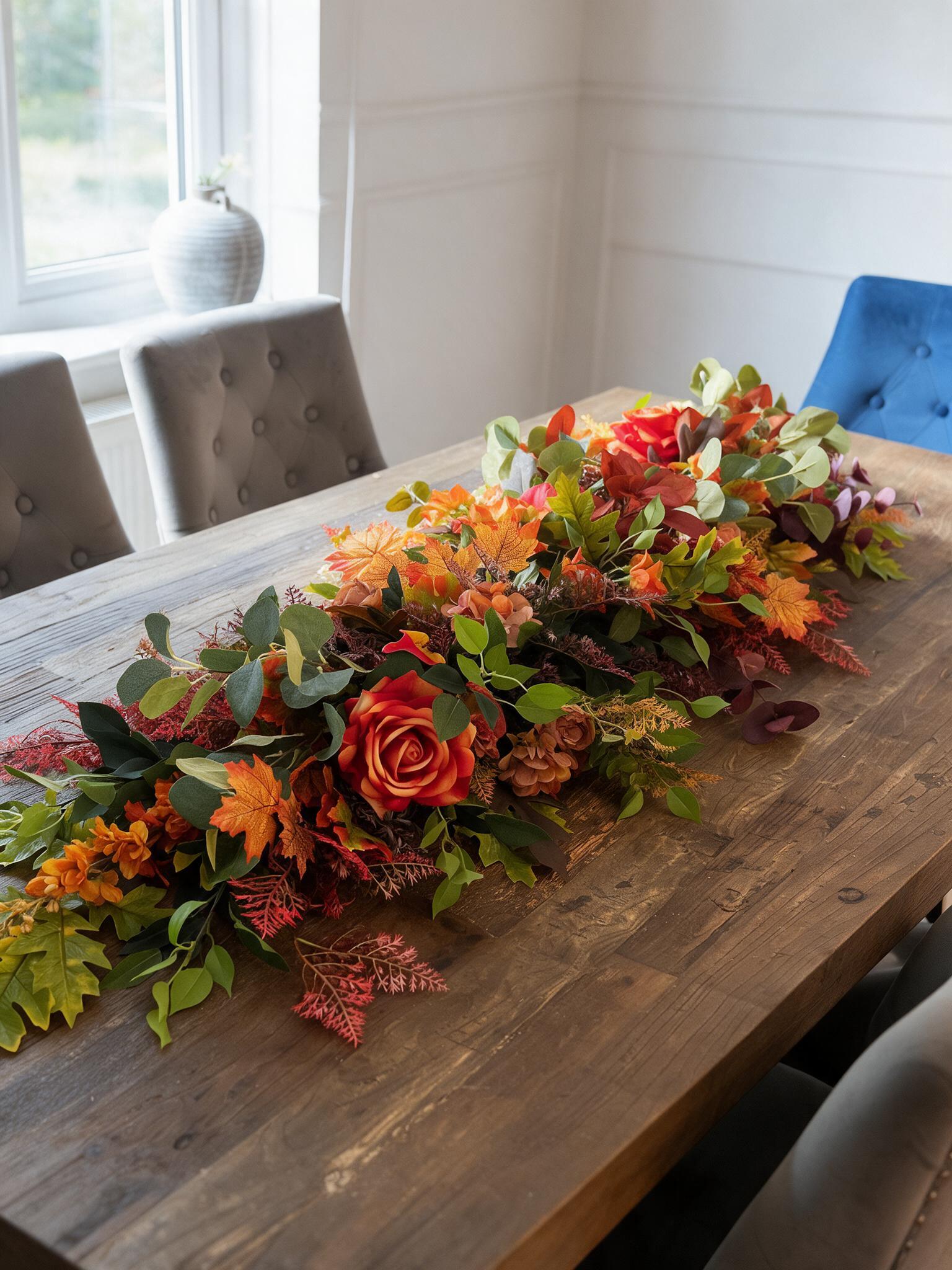 Burnt Orange Fall Table Arrangement